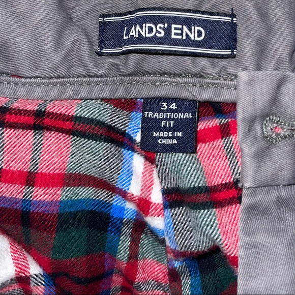 Lands end Grey flannel lined khakis. - Picture 3 of 4